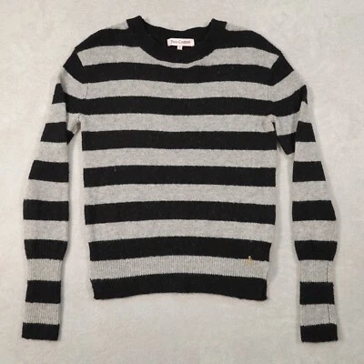 Женский пуловер Juicy Couture XS черный в полоску свитер круглый вырез с длинным рукавом - Изображение 1 из 4