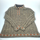 Woolrich 1/4 Zip Pullover Sweater Dark Chocolate Heather Xl Wool Blend