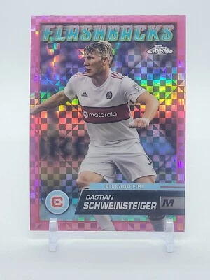 2023 Topps Chrome MLS Flashbacks Pink XFractor Parallel BASTIAN SCHWEINSTEIGER - Image 1 of 2