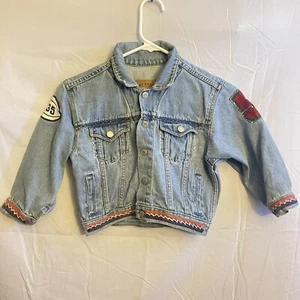 90's Gap Denim Girl's Button Jean Jacket With Custom Patches--Size XS - Picture 1 of 8