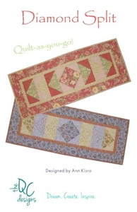 Quilting Sewing Pattern Instructions Diamond Split table runner quilt as you go - Picture 1 of 6