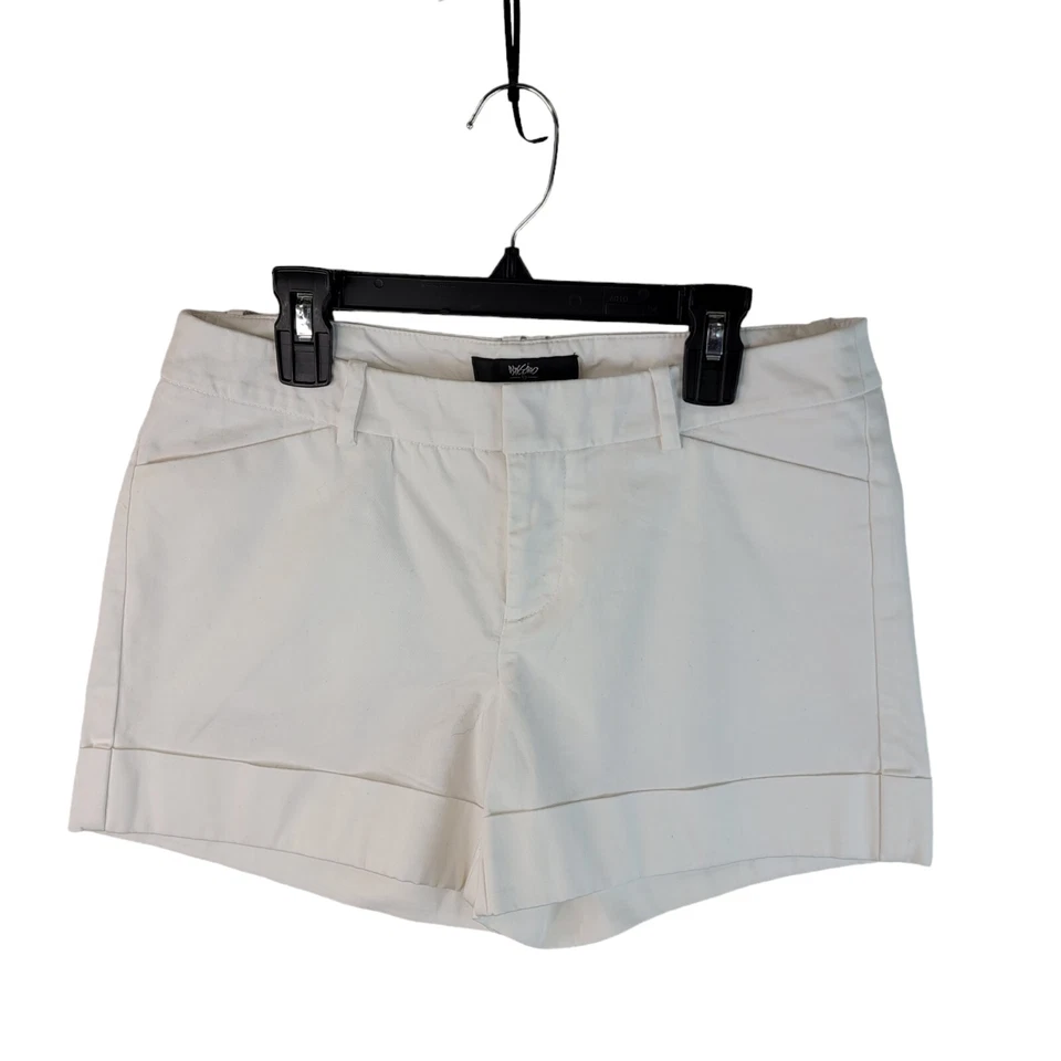 Mossimo Womens Low-Rise Stretch Cuffed Pleated Chino Shorts White Size 4 Casual - Image 1 of 4