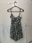 New Mode Gray Abstract Pattern Ruffle Strapless Romper women?s size L