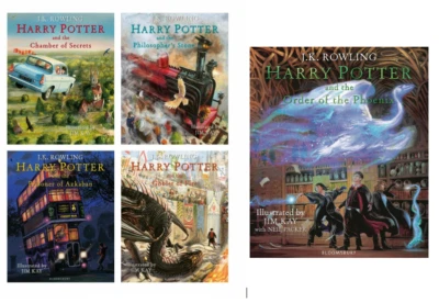Harry Potter Illustrated Editions 1-5 Books Collection Set By Rowling 2022 NEW!! - Image 1 of 4