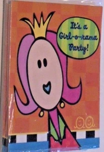 GIRL PARTY INVITATIONS GIRL ONLY INVITED THEME CARDS 8 PACK SET C MY OTHER ITEMS - Picture 1 of 3