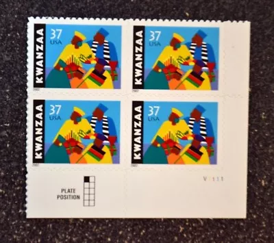 USA2002 #3673 37c Kwanzaa - Plate Block of 4  Mint  NH  holiday - Image 1 of 2