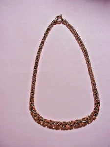 Signed 14K Italy YELLOW GOLD & ROSE GOLD Tapered Chain NECKLACE - Traveling Gold - Picture 1 of 6