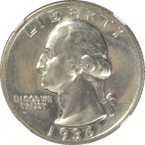 1936 Washington Quarter 25c, NGC PR 66 - Original Cover