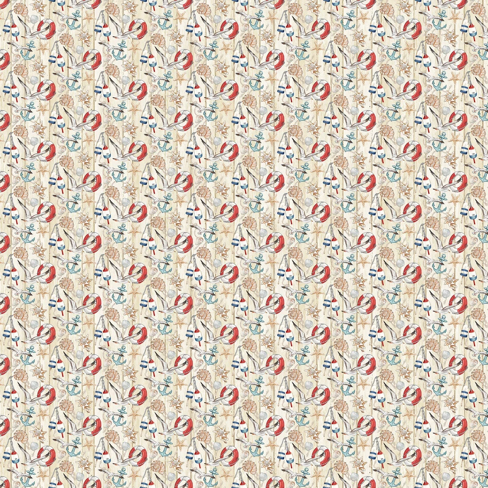 Tela Náutica | Beach Therapy Gaviota Concha Seashell Anchor Beige | Northcott YARD Foto 1 de 1