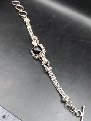 Pulsera de plata 925 BA Suarti con piedras preciosas negras de aproximadamente 7 a 7¹/² pulgadas  Foto 1 de 4