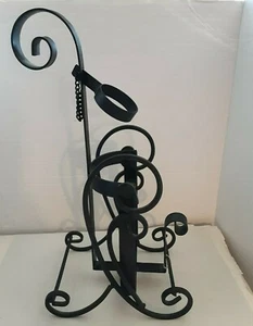 Vintage Schmiedeeisen Flasche Wein Schaukel Halter 12" hoch  - Bild 1 von 6