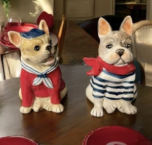 Blue Sky Clayworks French Bulldog Salt Pepper Shakers Back In Stock & VHTF NIB - Picture 1 of 7