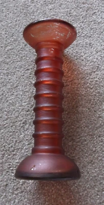 Freestanding Hand Painted Ribbed Glass Candle Holder. 18.5cm tall x7.5cm wide - Image 1 of 4