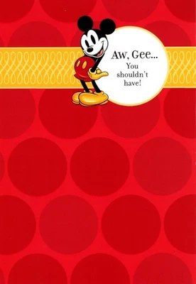 Поздравительная открытка Disney Mickey Mouse Thanks A Lot Thank You Hospitality Hallmark - Изображение 1 из 3