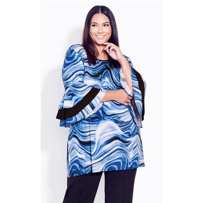 Túnica para mujer AVENUE STUDIO azul azul azul con estampado de campana Gabby | talla 22/24 nueva con etiquetas Foto 1 de 4