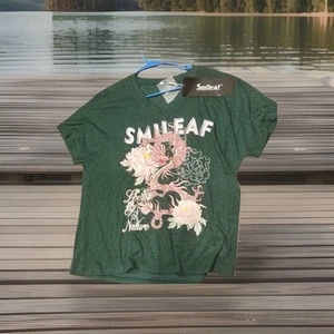 Camicia donna Smileaf scollo a V manica corta taglia grande verde - Foto 1 di 6