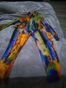 2 Stück Damenmode Umlegekragen Knopf Batik Design Langarm eng - Bild 1 von 3