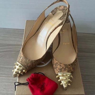 Christian Louboutin насосы с каблуком запонки, пробковый бежевый, EU37.5 / US7.5, подлинный - Изображение 1 из 4