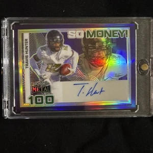 Travis Hunter Auto 2/8 #SM-TH1 2024 Leaf Metal Purple HOLO So Money Colorado - Picture 1 of 3