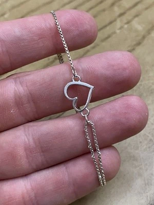 Pulseira ajustável Alex & Ani prata esterlina 925 coração aberto deslizante - Imagem 1 de 4