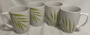 Corelle Coordinates Porcelain Coffee/Tea Cups Mugs Green Bamboo Leaves Set of 4 - Picture 1 of 24