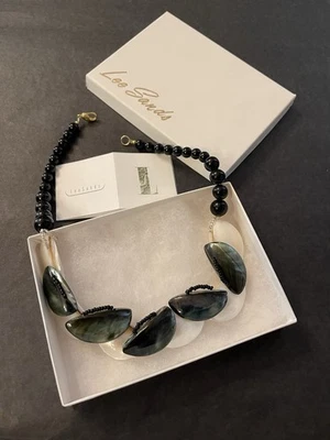 Lee Sands Black Stone & Mother of Pearl Necklace 18” - Image 1 of 4