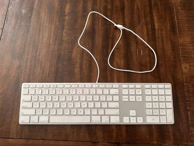 Apple White Aluminum USB Wired Keyboard iMAC G3 G4 G5 eMAC A1243 Slim Mac READ - Image 1 of 4