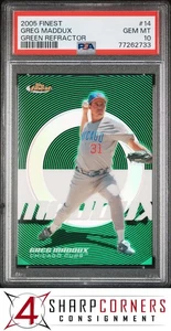 2005 FINEST GREEN REFRACTOR #14 GREG MADDUX HOF #/199 POP 2 PSA 10 - Picture 1 of 4