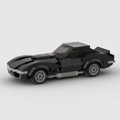 Custom MOC Lego Black Corvette Stingray C3 Car 143 Piece Building Brick Car - Image 1 of 4