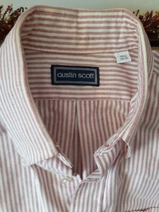 AUSTIN SCOTT STRIPED SHIRT RED & WHITE COLOR 100% COTTON SIZE 15.5 34/35 - Picture 1 of 7