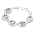 White Topaz Gemstone Handmade 925 Sterling Silver Jewelry Bracelet Sz-7-8"