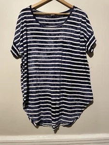 C&C California Blue White Striped Tie Dye T- Shirt Casual Tee Size 1X - Picture 1 of 9