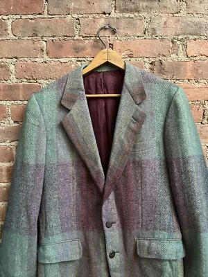 Vintage Alexander Julian Men’s Jacket, Sz 39, Color Block Plaid, Italy - Imagem 1 de 4