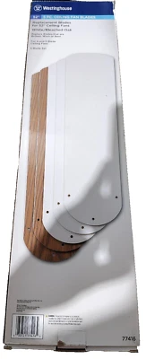 REVERSIBLE CEILING FAN BLADES 52", WHITE/BLEACHED OAK - WESTINGHOUSE 77416 - Image 1 of 4