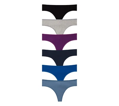 6er-Set Damen Baumwolle Yoga Sport Tanga Höschen G String Unterwäsche dunkle Farben S ~ 3X - Bild 1 von 4