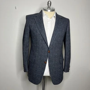 John Alexander Blazer Mens Tweed Blue Herringbone 42R Sport Coat Jacket - Picture 1 of 11