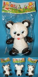 SQUEAKY LEDRAPLASTIC MADE IN ITALY QUIETSCHER VINYL 17 CM BIG PANDA BÄR 1985 ! - Bild 1 von 6