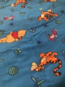 Pooh Fabric Bright Blue Tigger Piglet Honey Bees 100% Cotton 34” x 44” Quilt F45 - Picture 1 of 4