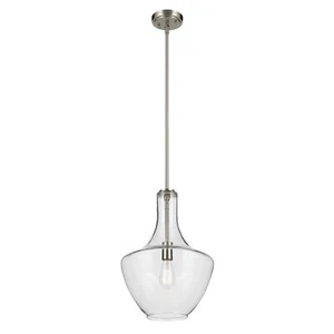 Kichler Everly 19.75" Kitchen Bell Pendant in Brushed Nickel 1-Light Clear Se... - Picture 1 of 1