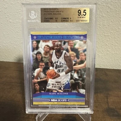 2012-13 Hoops Black Friday Karl Malone Franchise Greats /5 BGS 9.5 HS - Image 1 of 2