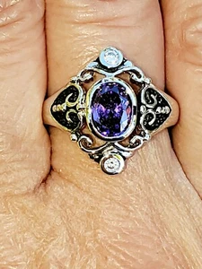 NWT Sterling Silver Ring Amethyst CZ Cocktail Ring Size 7 - Picture 1 of 4