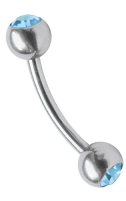 Intimo Piercing Pancia Banana Curvo Barbell 1,6mm Con 6mm Zirconia Sfere Acciaio - Immagine 1 di 2