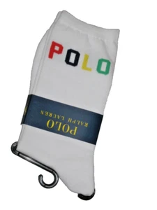 BNWT RALPH LAUREN POLO Colouful Rainbow Crew Socks White Size 4 - 7 - Picture 1 of 1