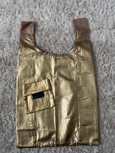 BAGGU Gold Metallic Baby Reuseable Bag Used HTF Rare - Picture 1 of 4