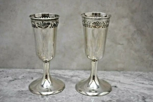 Paar Sterling Silber Vasen, Kelche, Blumenhalter (CU781) Kelch Co - Bild 1 von 12