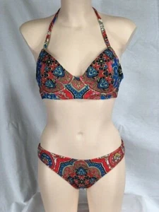 Women's NWT Lucky Brand Multi Jacquard Underwire Halter 2 Pieces Bikini - Picture 1 of 6