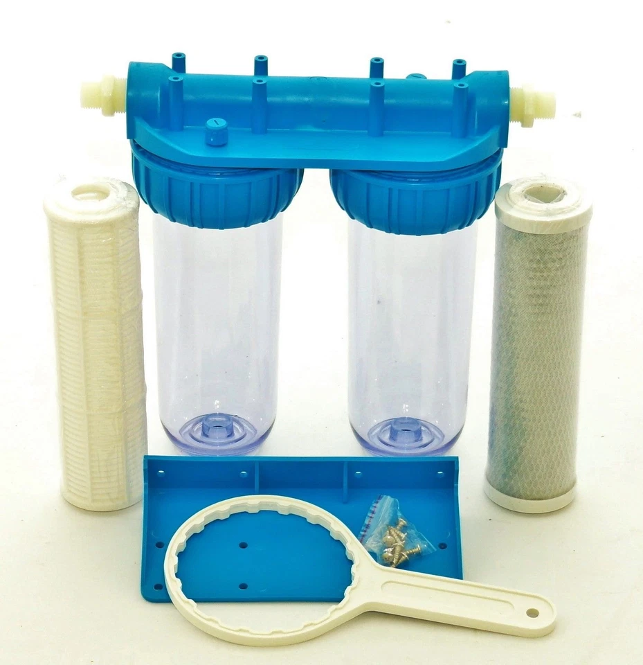 2 Stufen Hausfilter Wasser Carbon Kohlen Pumpen-Filter Vorfilter Anschluss 1/2 - Bild 1 von 1