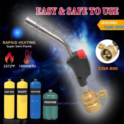 Gas Torch Mapp Gas Blow Torch Map Propane Gas Solderding Brazing Plumber Tool UK - Image 1 of 4