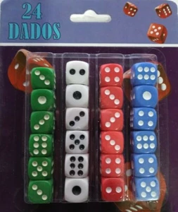 Dice in White, Red, Green for Board Games Activity Casino Theme Party Favors 24 - Picture 1 of 4