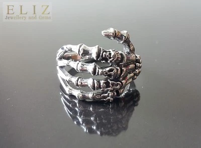 Scheletro Mano 925 Argento Sterling Teschio Knuckles Anello Punk Goth Rock Biker - Immagine 1 di 4